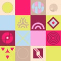 Vintage abstract various colorful shapes blocks background. Vector illustration.